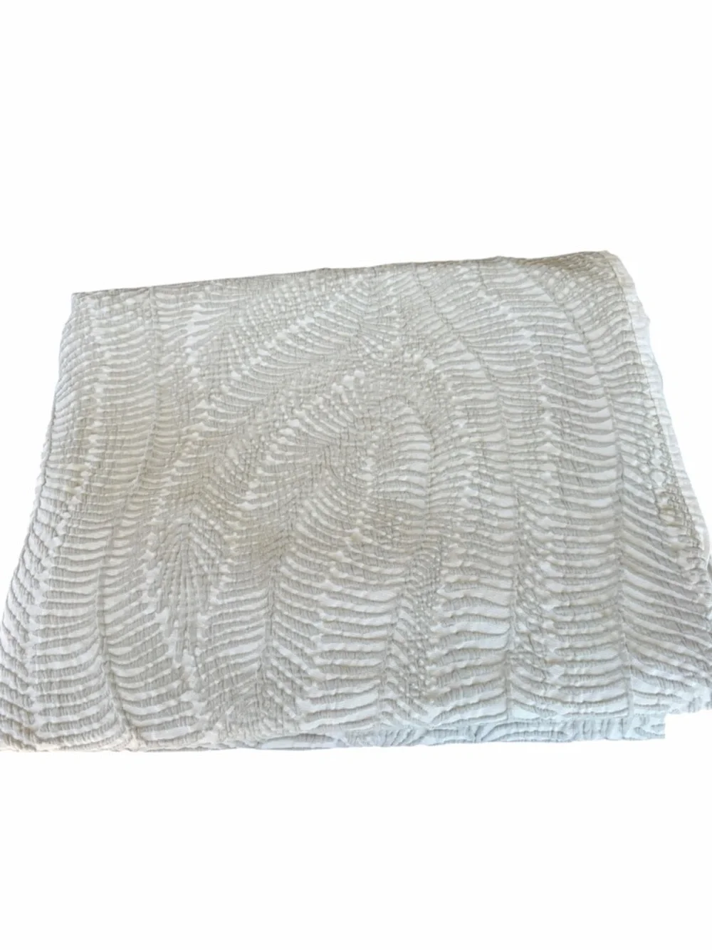 West Elm Trailing Fern Matelasse 2-Piece King Size Duvet Cover Set Celedon GUC